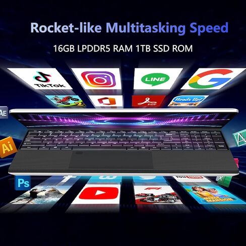 كمبيوتر محمول للألعاب KUU مقاس 15.6 بوصة، كمبيوتر محمول 16 جيجابايت DDR5 1 تيرابايت SSD، وحدة المعالجة المركزية Alder Lake-N100 (حتى 3.4 جيجا هرتز)، أجهزة كمبيوتر محمولة طويلة العمر، بطارية 98 وات، لوحة مفاتيح بإضاءة خلفية، بلوتوث 5.2، واي فاي 6، ويندوز 1 in Kuwait