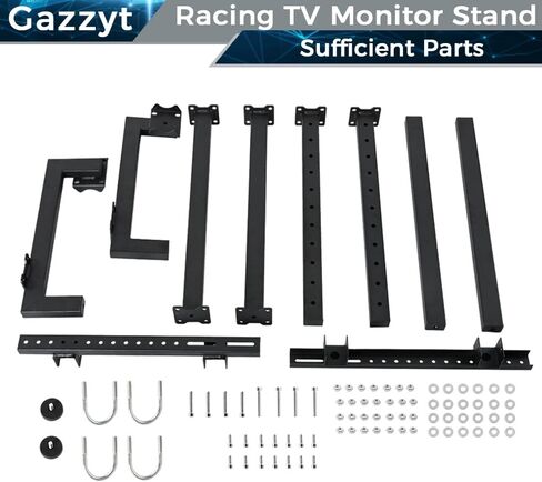 حامل شاشة سباق Gazzyt مناسب لـ Logitech Thrustmaster، Fanatec G25 G27 G29 T128X T248 T300 قمرة القيادة الكبيرة لمحاكاة الأنبوب الدائري بدون عجلة، رافعة التحول، الدواسات، المقعد، التلفزيون وإطار السباق in Kuwait