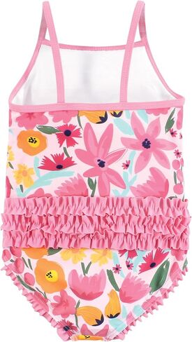 Hudson Baby Baby Girl's Toddler Swimsuit, Pink Orange Floral, 12-18 Months in Saudi Arabia