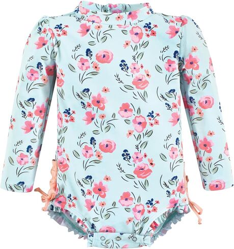 Hudson Baby Baby Girl's Rashguard Toddler Swimsuit, Mint Floral, 6-9 Months in Saudi Arabia