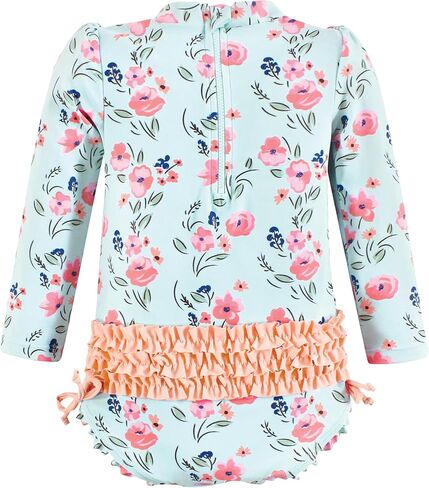 Hudson Baby Baby Girl's Rashguard Toddler Swimsuit, Mint Floral, 6-9 Months in Saudi Arabia