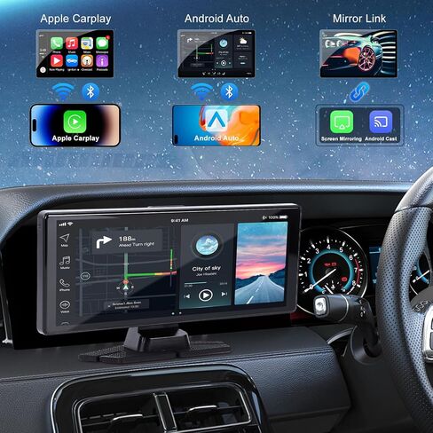 شاشة Carplay للسيارة مع كاميرا احتياطية، وكاميرا داش 4K/1080P للسيارات الأمامية والخلفية، زاوية واسعة 10.26 بوصة 170 درجة صوت سيارة Apple CarPlay مزدوج مع مستشعر G، رؤية ليلية، وصلة مرآة، بطاقة واي فاي 64 جيجابايت in Kuwait