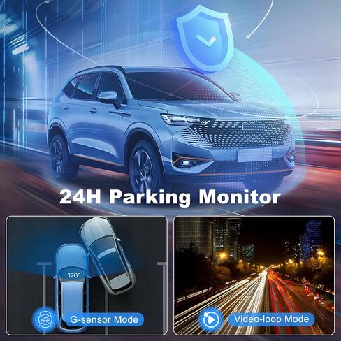 شاشة Carplay للسيارة مع كاميرا احتياطية، وكاميرا داش 4K/1080P للسيارات الأمامية والخلفية، زاوية واسعة 10.26 بوصة 170 درجة صوت سيارة Apple CarPlay مزدوج مع مستشعر G، رؤية ليلية، وصلة مرآة، بطاقة واي فاي 64 جيجابايت in Kuwait