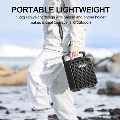مكبر صوت بلوتوث عالي الصوت من Edifier PP205، مكبرات صوت محمولة بقدرة 24 وات لاسلكية مع بلوتوث 5.0، مدخل USB، نوع C، مدخل بطاقة Micro SD، وقت تشغيل 8 ساعات، ميكروفون سلكي مدعوم للأماكن الخارجية والحفلات والشاطئ والسفر in Kuwait