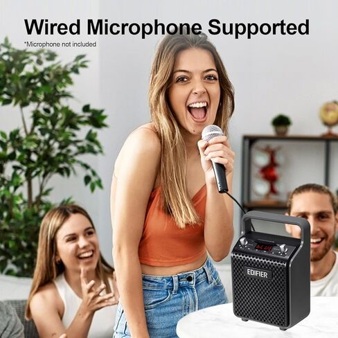 مكبر صوت بلوتوث عالي الصوت من Edifier PP205، مكبرات صوت محمولة بقدرة 24 وات لاسلكية مع بلوتوث 5.0، مدخل USB، نوع C، مدخل بطاقة Micro SD، وقت تشغيل 8 ساعات، ميكروفون سلكي مدعوم للأماكن الخارجية والحفلات والشاطئ والسفر in Kuwait