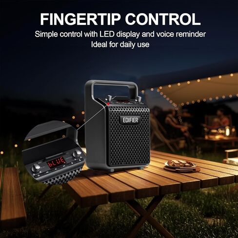 مكبر صوت بلوتوث عالي الصوت من Edifier PP205، مكبرات صوت محمولة بقدرة 24 وات لاسلكية مع بلوتوث 5.0، مدخل USB، نوع C، مدخل بطاقة Micro SD، وقت تشغيل 8 ساعات، ميكروفون سلكي مدعوم للأماكن الخارجية والحفلات والشاطئ والسفر in Kuwait