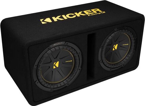 حاوية KICKER CompC ذات فتحات تهوية مزدوجة مع مكبرات صوت فرعية مقاس 12 بوصة (30 سم)|50DCWC122 |وتد بنمط صندوق السيارة|2 أوم|ذروة 1200 واط|300-600 واط RMS|تبريد الهواء القسري|رحلة متزايدة|سيارة، شاحنة، سيارات الدفع الرباعي in Saudi Arabia