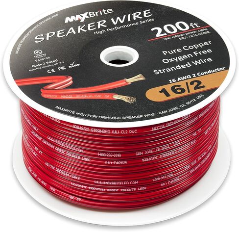 200 ft. 16 Gauge Stranded Flexible Dual Conductor Bonded Zip Cord Wire, Oxygen Free Pure Copper - UL Listed Class 2 in Kuwait