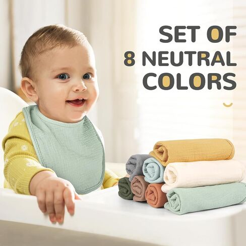 NLUS Muslin Baby Bibs for Teething and Drooling 100% Cotton Baby Bandana Drool Bibs for Baby Boys Girls, Solid Colors in Saudi Arabia