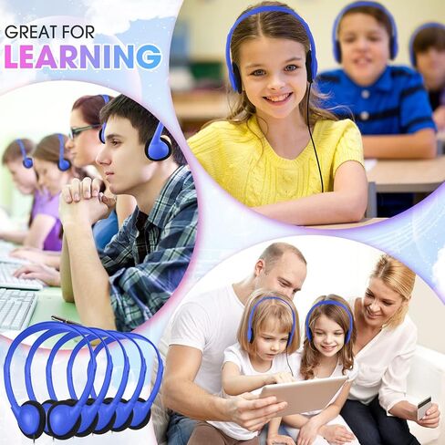 Chumia 50 Pcs Classroom Headphones Bulk Over The Head Headphones Over Ear Headsets Online Learning Earphones with 3.5 mm Headphone Plug for School Classroom Students Kids Teens Adults (Dark Blue) in Saudi Arabia