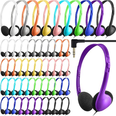 Chumia 50 Pcs Classroom Headphones Bulk Over The Head Headphones Over Ear Headsets Online Learning Earphones with 3.5 mm Headphone Plug for School Classroom Students Kids Teens Adults (Dark Blue) in Saudi Arabia