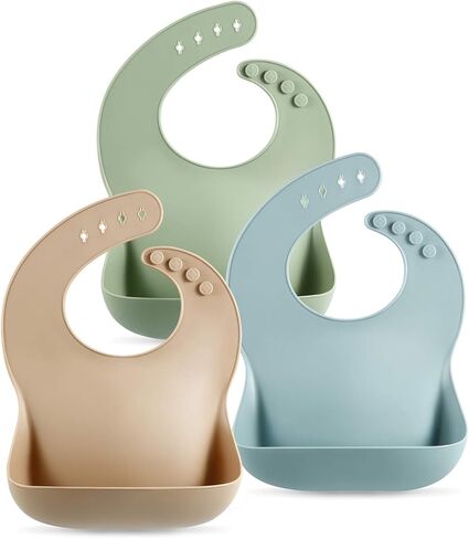 PandaEar Set of 3 Cute Silicone Baby Bibs & Baby Silicone Soft Spoons in Saudi Arabia