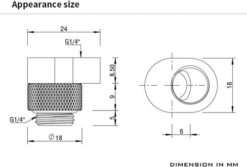 Barrow G1/4" 360 Degree Rotation Offset Adapter, Black in Saudi Arabia