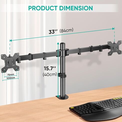 حامل شاشة مزدوج من TICONN للمكتب، حامل مكتبي من الفولاذ عالي التحمل، ذراع قابل للتعديل بالكامل لشاشتي كمبيوتر حتى 32 بوصة، بحد أقصى 20 رطل لكل ذراع للمكتب والمنزل in Kuwait