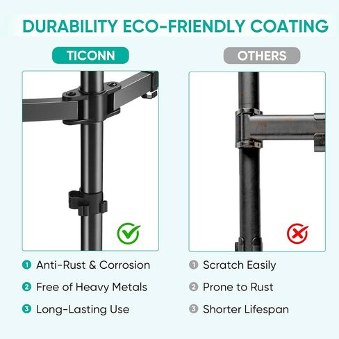 حامل شاشة مزدوج من TICONN للمكتب، حامل مكتبي من الفولاذ عالي التحمل، ذراع قابل للتعديل بالكامل لشاشتي كمبيوتر حتى 32 بوصة، بحد أقصى 20 رطل لكل ذراع للمكتب والمنزل in Kuwait