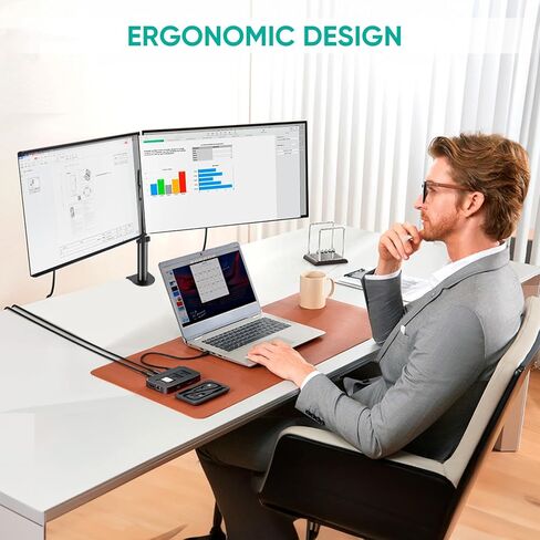 حامل شاشة مزدوج من TICONN للمكتب، حامل مكتبي من الفولاذ عالي التحمل، ذراع قابل للتعديل بالكامل لشاشتي كمبيوتر حتى 32 بوصة، بحد أقصى 20 رطل لكل ذراع للمكتب والمنزل in Kuwait