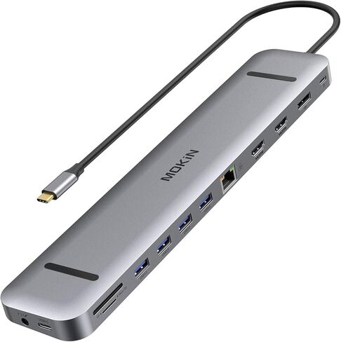 محطة إرساء USB C، محول USB C 13 في 1 متعدد المنافذ USB C Dongle مع 4K Dual HDMI+DP Display+Ethernet+4 USB،+SD/TF+USB C PD+منفذ بيانات + صوت/ميكروفون لجهاز Dell XPS 13 /15/سيرفس برو 7 جو in Kuwait