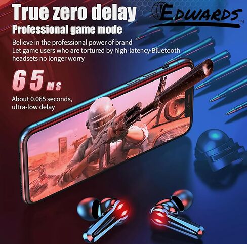 سماعات أذن ستيريو لاسلكية من إدواردز 5.3 بلوتوث - صوت غامر ممتاز، بطارية 24 ساعة، تصميم خفيف الوزن، ميكروفون مدمج، مقاومة للعرق، اتصال طويل المدى، أسود in Kuwait
