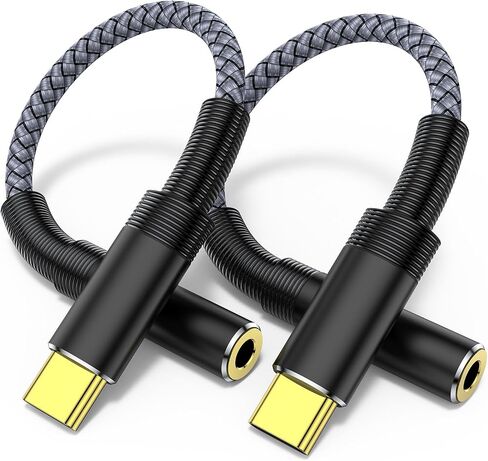 USB C to 3.5mm Audio Adapter, (2-Pack) USB C to Aux Audio Dongle Cable, Compatible with Samsung Galaxy S23 S23+ S23 Ultra, S22 S21 S20 Plus/Ultra, iPad Pro, MacBook, Pixel (Black) in Saudi Arabia