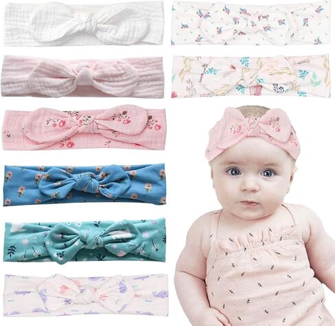 8 Pcs Baby Girl Headband Stretchy Bows Headbands Knot Hairbands Bow Handmade Soft Headband with Bow Newborns Infants Toddlers Baby Headband for Baby Girl Hair Accessories in Saudi Arabia