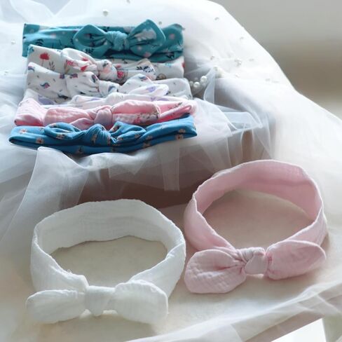 8 Pcs Baby Girl Headband Stretchy Bows Headbands Knot Hairbands Bow Handmade Soft Headband with Bow Newborns Infants Toddlers Baby Headband for Baby Girl Hair Accessories in Saudi Arabia