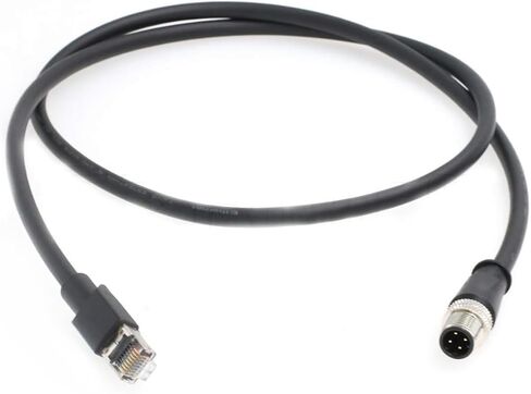 SZRMCC M12 Ethernet Cable D-Code 4 Pin Male to RJ45 Connector High Flex Cat5e Shielded Waterproof Network Cable for Industrial Camera Sensor (1m,Black) in Saudi Arabia
