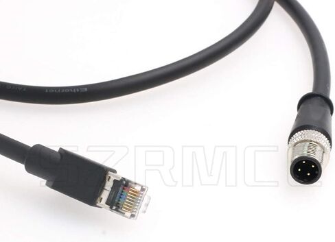 SZRMCC M12 Ethernet Cable D-Code 4 Pin Male to RJ45 Connector High Flex Cat5e Shielded Waterproof Network Cable for Industrial Camera Sensor (1m,Black) in Saudi Arabia
