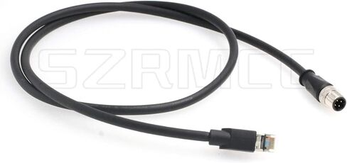 SZRMCC M12 Ethernet Cable D-Code 4 Pin Male to RJ45 Connector High Flex Cat5e Shielded Waterproof Network Cable for Industrial Camera Sensor (1m,Black) in Saudi Arabia