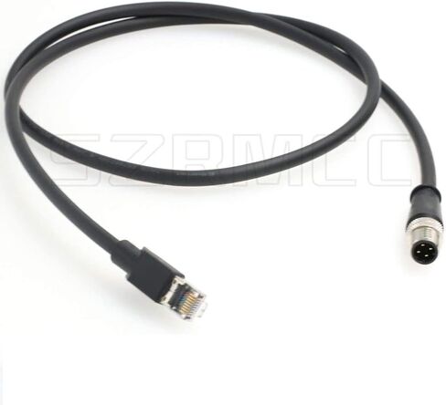 SZRMCC M12 Ethernet Cable D-Code 4 Pin Male to RJ45 Connector High Flex Cat5e Shielded Waterproof Network Cable for Industrial Camera Sensor (1m,Black) in Saudi Arabia