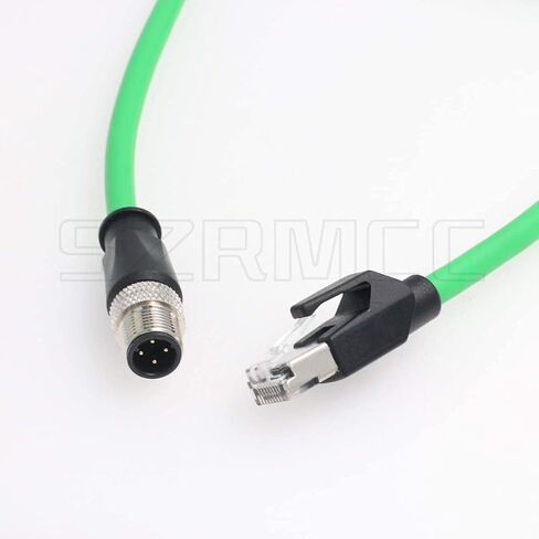 SZRMCC M12 Ethernet Cable D-Code 4 Pin Male to RJ45 Connector High Flex Cat5e Shielded Waterproof Network Cable for Industrial Camera Sensor (1m,Black) in Saudi Arabia