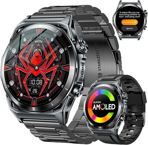 Military Smart Watch for Men 5ATM Waterproof with GPS 1.43'' Rugged Tactical Smartwatch with Call Compass Altitude Air Pressure AMOLED Always On Display Watch with HR SPO2 Monitor for iPhone Android in Kuwait