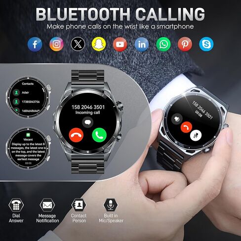 Military Smart Watch for Men 5ATM Waterproof with GPS 1.43'' Rugged Tactical Smartwatch with Call Compass Altitude Air Pressure AMOLED Always On Display Watch with HR SPO2 Monitor for iPhone Android in Kuwait