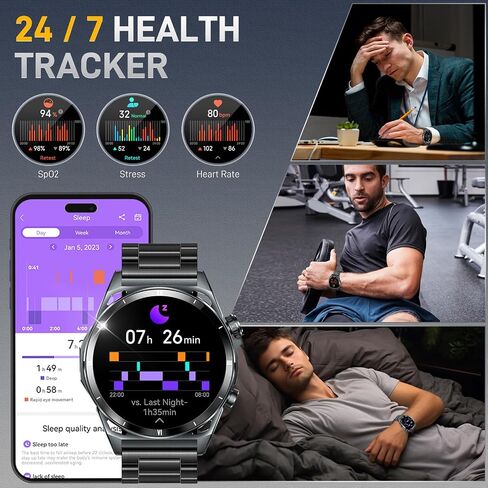 Military Smart Watch for Men 5ATM Waterproof with GPS 1.43'' Rugged Tactical Smartwatch with Call Compass Altitude Air Pressure AMOLED Always On Display Watch with HR SPO2 Monitor for iPhone Android in Kuwait