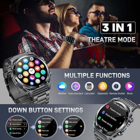 Military Smart Watch for Men 5ATM Waterproof with GPS 1.43'' Rugged Tactical Smartwatch with Call Compass Altitude Air Pressure AMOLED Always On Display Watch with HR SPO2 Monitor for iPhone Android in Kuwait