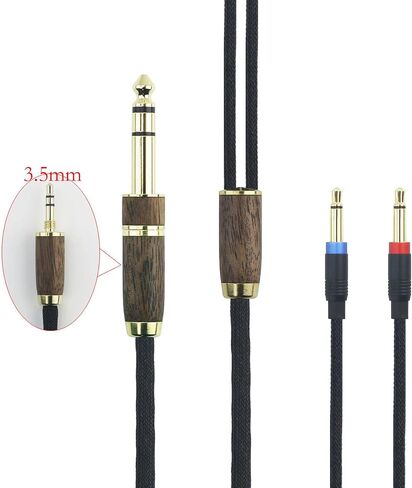 NewFantasia Replacement Audio Upgrade Cable 6N OCC Copper Silver Plated Cord Compatible with Denon AH-D7200 AH-D7100 AH-D9200 AH-D5200, for Focal Elear Headphone Walnut Wood Shell & 6.35mm Adapter in Saudi Arabia