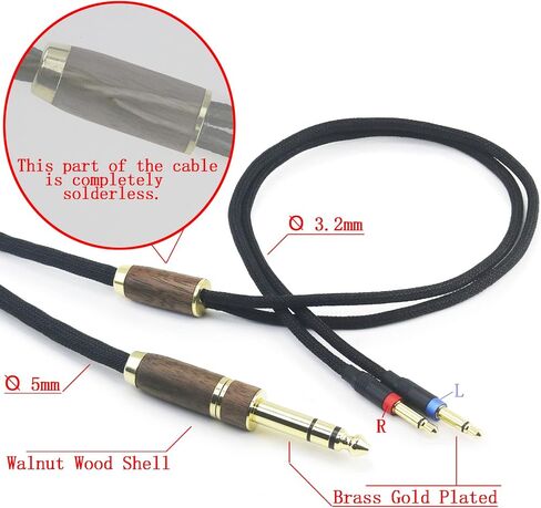 NewFantasia Replacement Audio Upgrade Cable 6N OCC Copper Silver Plated Cord Compatible with Denon AH-D7200 AH-D7100 AH-D9200 AH-D5200, for Focal Elear Headphone Walnut Wood Shell & 6.35mm Adapter in Saudi Arabia
