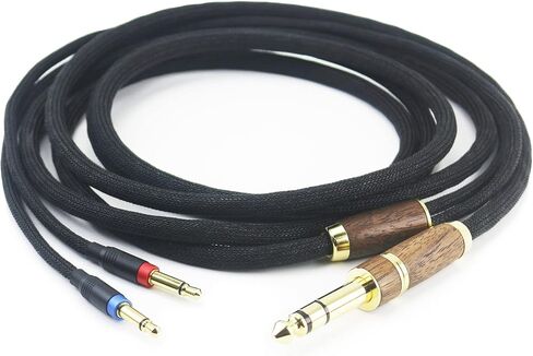 NewFantasia Replacement Audio Upgrade Cable 6N OCC Copper Silver Plated Cord Compatible with Denon AH-D7200 AH-D7100 AH-D9200 AH-D5200, for Focal Elear Headphone Walnut Wood Shell & 6.35mm Adapter in Saudi Arabia