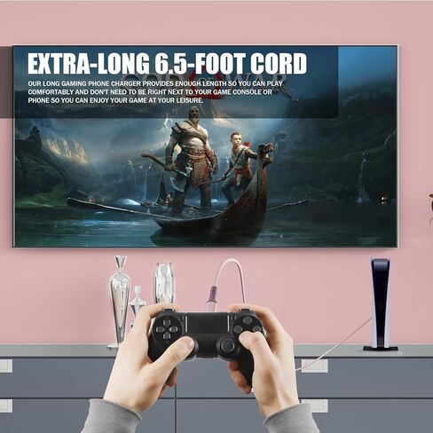 2 حزمة كابل شحن USB C متوافق مع وحدة تحكم PS5، سلك USB C بديل للشحن السريع سلك شاحن USB من النوع C متوافق مع Xbox Series X/Xbox Series S/لجهاز PS5-6.6ft (وردي) in Kuwait