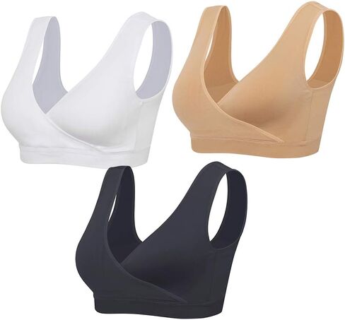 Nursing Sleep Bras Wirefree Maternity Breastfeeding Bras 3 Pack No Pads in Saudi Arabia