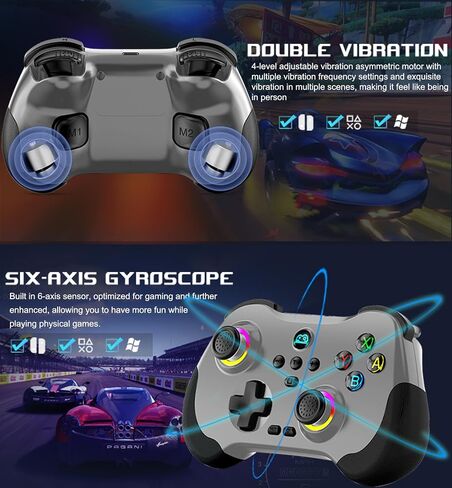 arVin Wireless Gamepad Controller for iPhone/iPad/Android/Tablet/Switch/PS4/PC with Hall Effect Sensing Joystick/RGB Light/Turbo/Back Key/6-Axis Gyro/Vibration/Play Xbox Cloud Gaming/Remote Play/CODM in Saudi Arabia