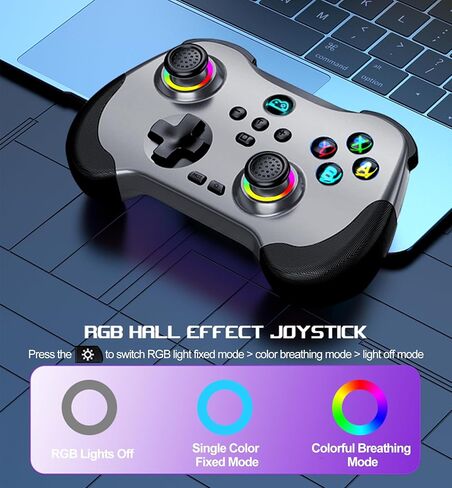 arVin Wireless Gamepad Controller for iPhone/iPad/Android/Tablet/Switch/PS4/PC with Hall Effect Sensing Joystick/RGB Light/Turbo/Back Key/6-Axis Gyro/Vibration/Play Xbox Cloud Gaming/Remote Play/CODM in Saudi Arabia