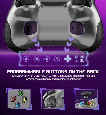 arVin Wireless Gamepad Controller for iPhone/iPad/Android/Tablet/Switch/PS4/PC with Hall Effect Sensing Joystick/RGB Light/Turbo/Back Key/6-Axis Gyro/Vibration/Play Xbox Cloud Gaming/Remote Play/CODM in Saudi Arabia