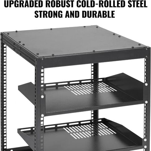 VEVOR 12U Server Rack,Open Frame Network Rack, Wall Mount Design with 2 Vented Rack Shelf & 4 Casters, 23''-40'' Adjustable Depth for Networking AV Gear & Mounting Hardware Audio in Saudi Arabia