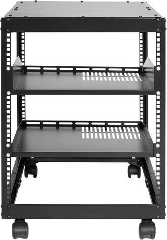VEVOR 12U Server Rack,Open Frame Network Rack, Wall Mount Design with 2 Vented Rack Shelf & 4 Casters, 23''-40'' Adjustable Depth for Networking AV Gear & Mounting Hardware Audio in Saudi Arabia