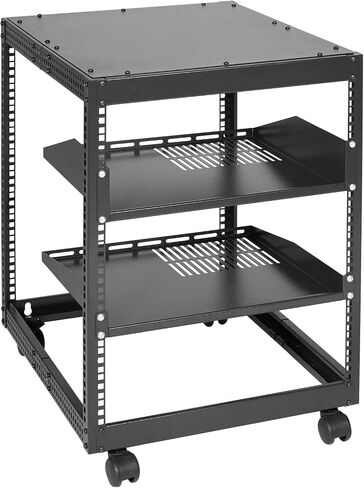 VEVOR 12U Server Rack,Open Frame Network Rack, Wall Mount Design with 2 Vented Rack Shelf & 4 Casters, 23''-40'' Adjustable Depth for Networking AV Gear & Mounting Hardware Audio in Saudi Arabia