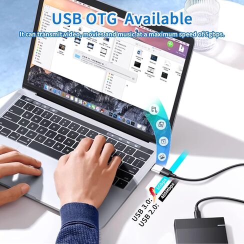 محول USB إلى USB C OTG، 2 * محول شاحن أنثى إلى ذكر من النوع C و2 * محول USB C ذكر إلى USB أنثى OTG، لأجهزة Apple وAirPods وiPad وMacBook وSamsung Galaxy S23 وS22 وMacBookPro (فضي) in Kuwait