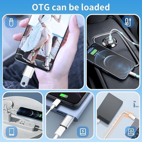 محول USB إلى USB C OTG، 2 * محول شاحن أنثى إلى ذكر من النوع C و2 * محول USB C ذكر إلى USB أنثى OTG، لأجهزة Apple وAirPods وiPad وMacBook وSamsung Galaxy S23 وS22 وMacBookPro (فضي) in Kuwait