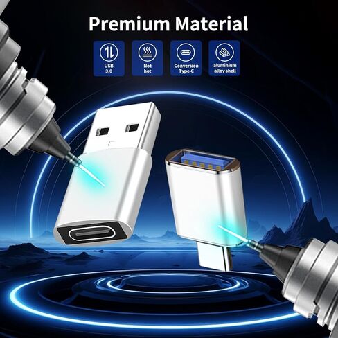 محول USB إلى USB C OTG، 2 * محول شاحن أنثى إلى ذكر من النوع C و2 * محول USB C ذكر إلى USB أنثى OTG، لأجهزة Apple وAirPods وiPad وMacBook وSamsung Galaxy S23 وS22 وMacBookPro (فضي) in Kuwait