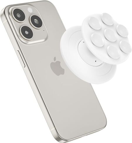 AUROX Magnetic Phone Grip for Magsafe Phone Grip, Magnetic Suction Cup Collapsible Phone Grip Holder for iPhone 15 14 13 12 Series, Magnetic Silicone Phone Grip for TikTok Videos and Selfies, White in Saudi Arabia