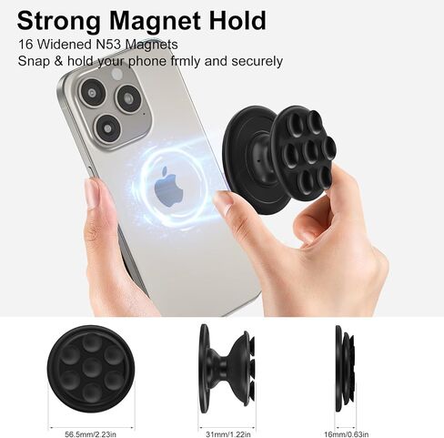 AUROX Magnetic Phone Grip for Magsafe Phone Grip, Magnetic Suction Cup Collapsible Phone Grip Holder for iPhone 15 14 13 12 Series, Magnetic Silicone Phone Grip for TikTok Videos and Selfies, White in Saudi Arabia